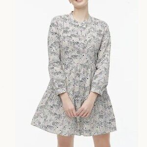 New J. Crew Animal-print Tiered Dress in Cotton Poplin (Black camel, size: S)
